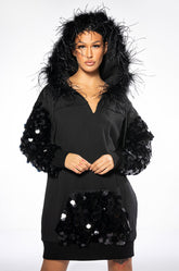 OVER THE TOP HOODED DRESS