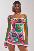 CROCHET ALL DAY COLORBLOCK MINI DRESS