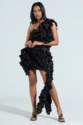 STAR OF THE SHOW RUFFLE MINI DRESS