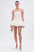 ILLUSION PU MINI DRESS WITH METAL DETAILS