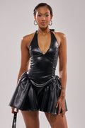 ALL FOR LOVE PU MINI DRESS IN BLACK