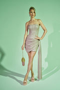 BEYOND CLASSY STRAPLESS SHIMMER MINI DRESS