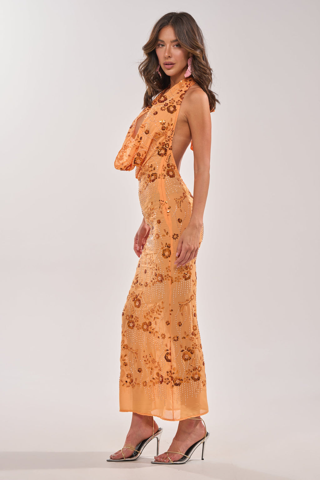LOVE LETTERS EMBELLISHED MAXI DRESS IN ORANGE