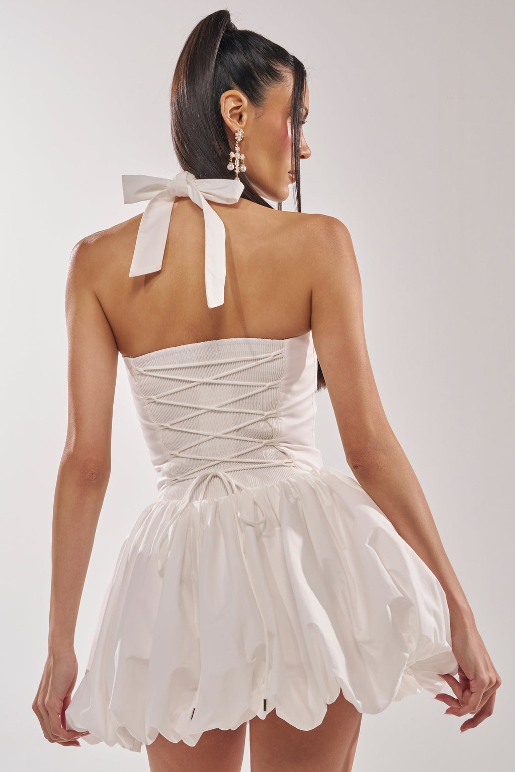 BALLERINA POPLIN MINI DRESS IN WHITE