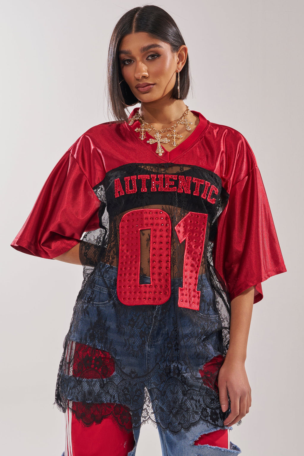 IT GIRL LACE JERSEY DRESS