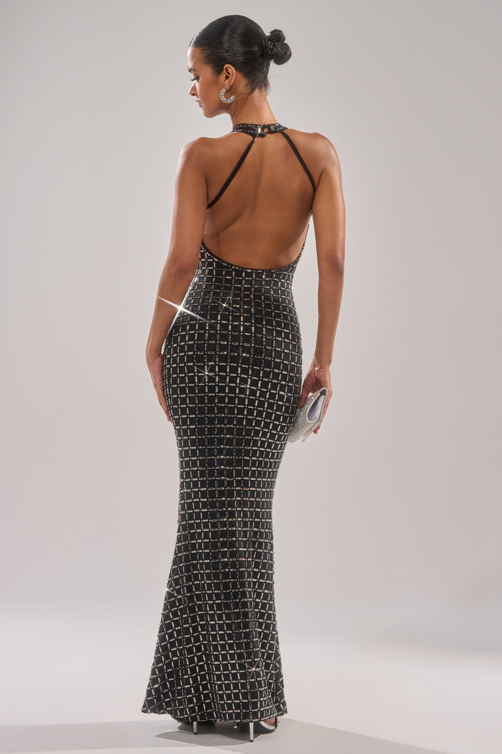 DRESSED UP WITH NOWHERE TO GO RHINESTONE MAXI DRESS