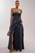 DOWN TO BUSINESS PLAID MAXI DRESS