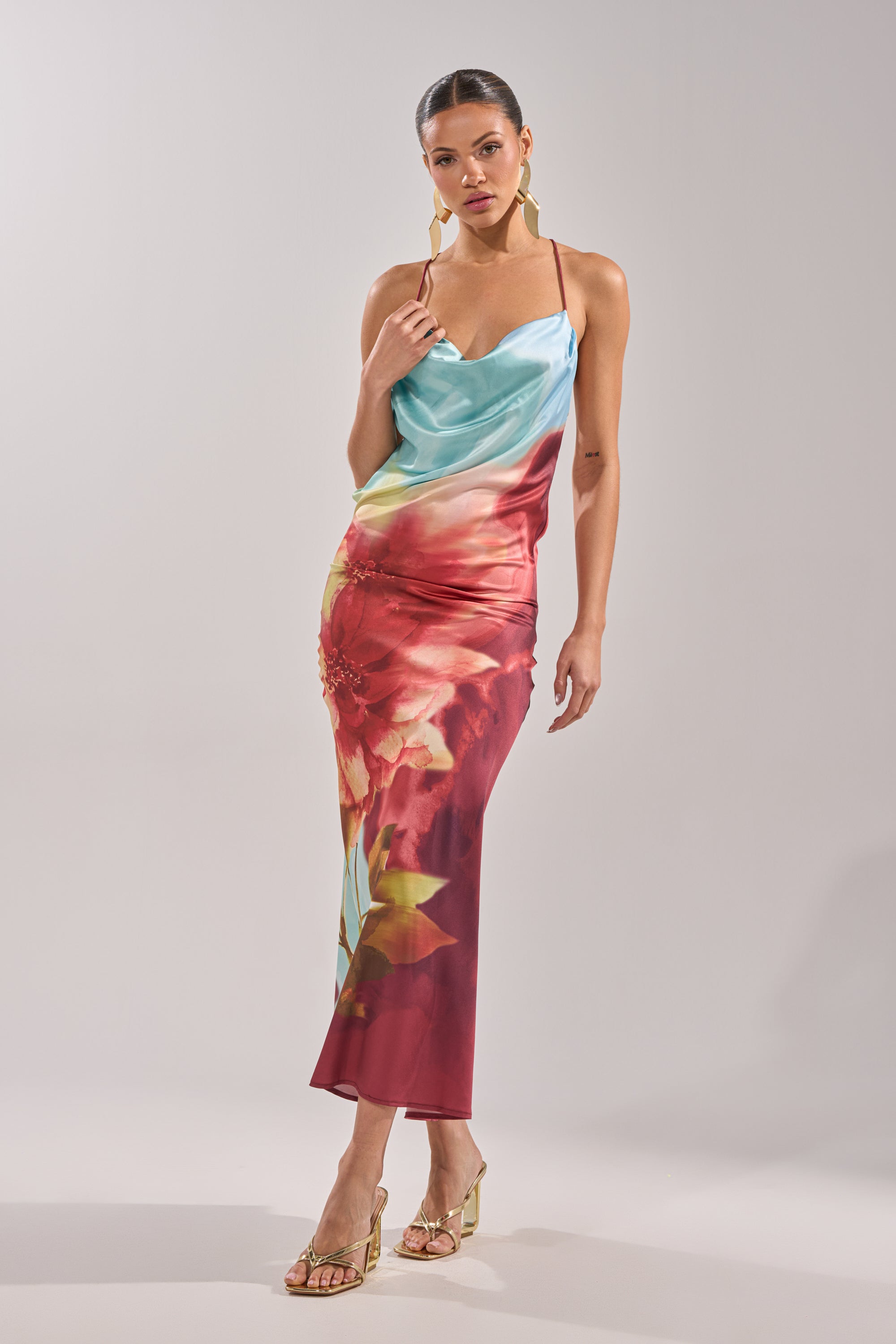 WORK OF ART SATIN MAXI DRESS