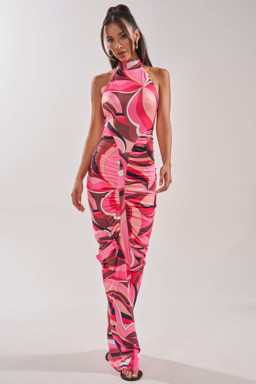 PERFECTLY EXTRA HIGH NECK PRINTED MAXI DRESS
