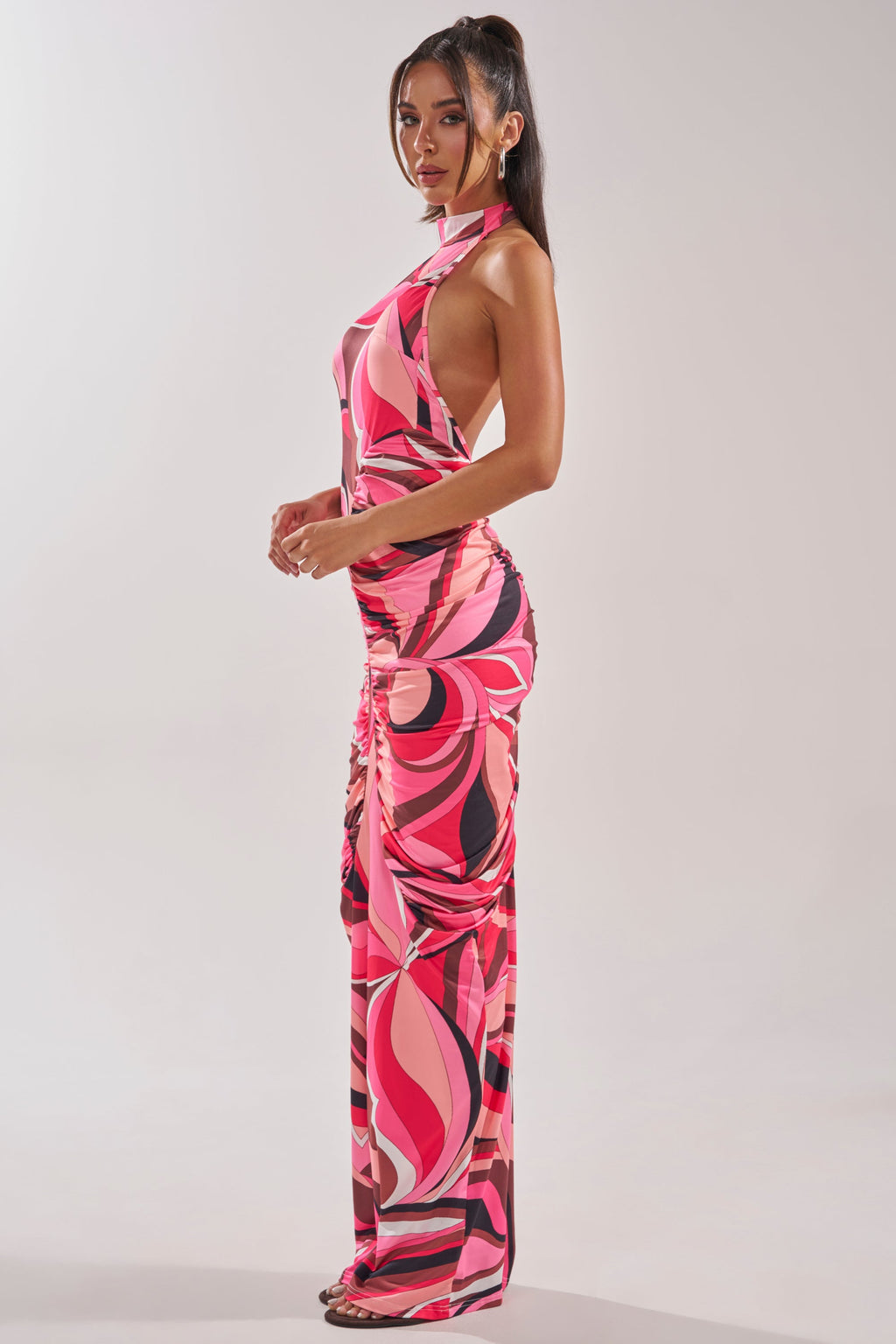PERFECTLY EXTRA HIGH NECK PRINTED MAXI DRESS