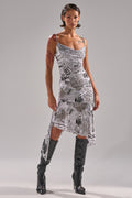 BREAKING NEWS PRINTED MIDI DRESS