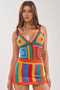 RAINBOW STITCHES CROCHET MINI DRESS