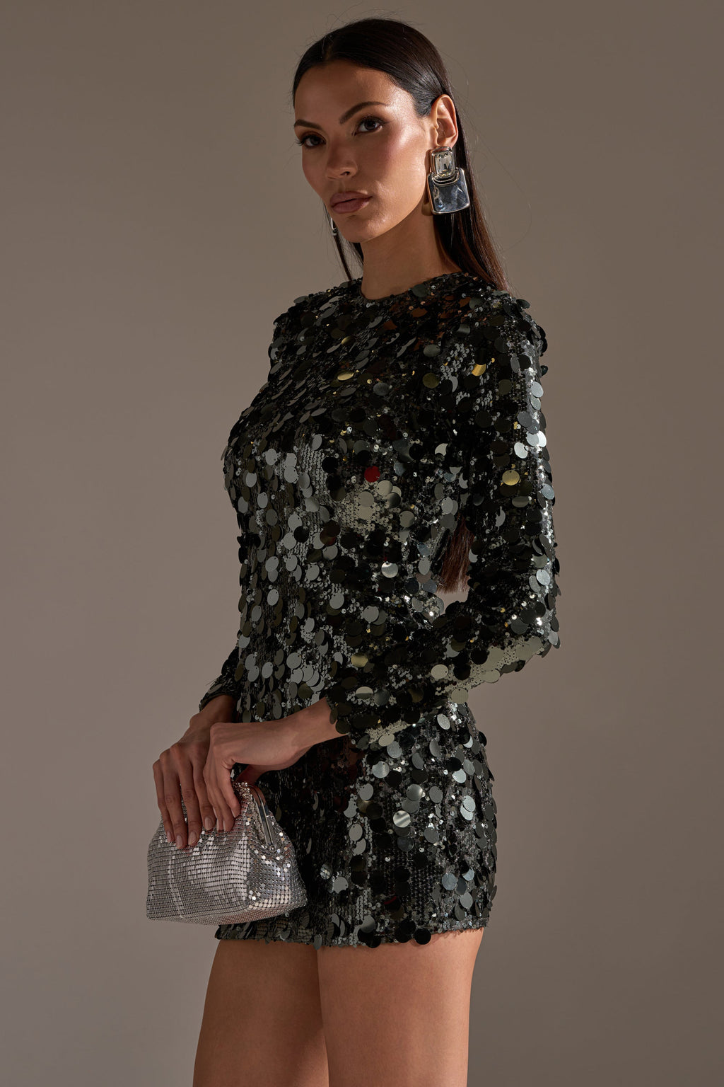 SHE'S ALL THAT SEQUIN MINI DRESS IN OLIVE