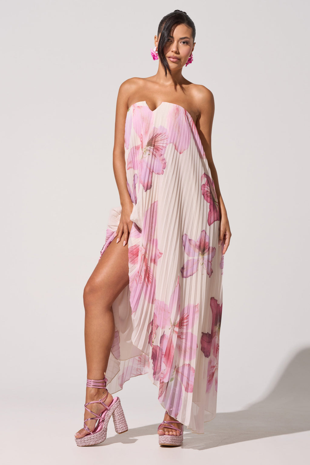 JULIANA STRAPLESS FLORAL MAXI DRESS