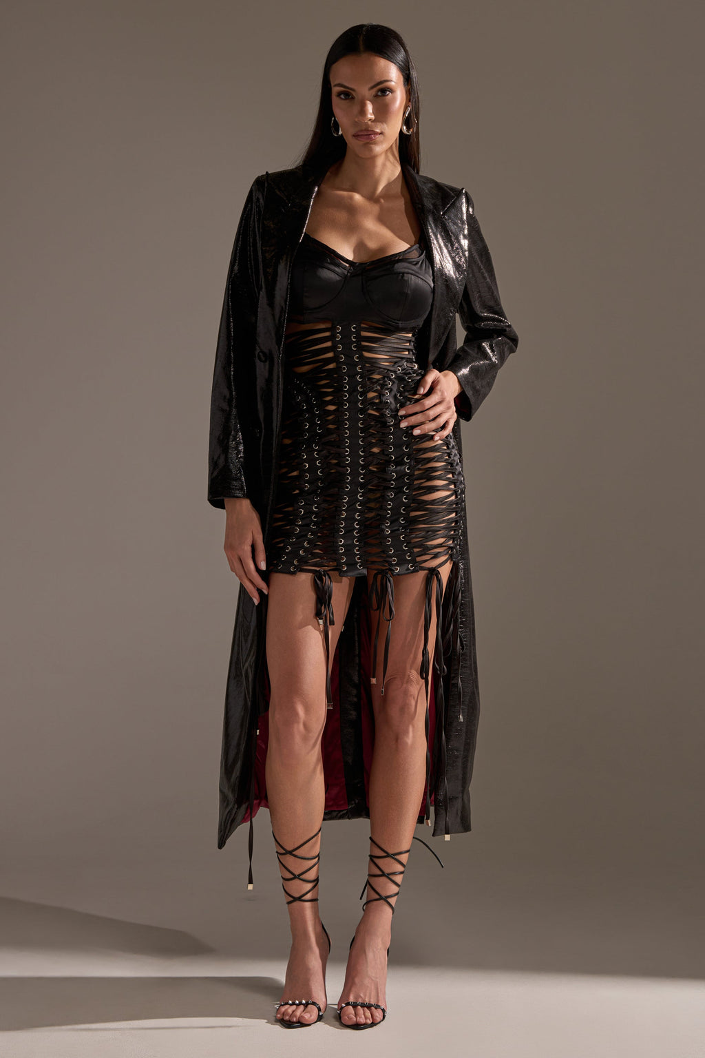UNBREAKABLE SATIN LACE UP MINI DRESS