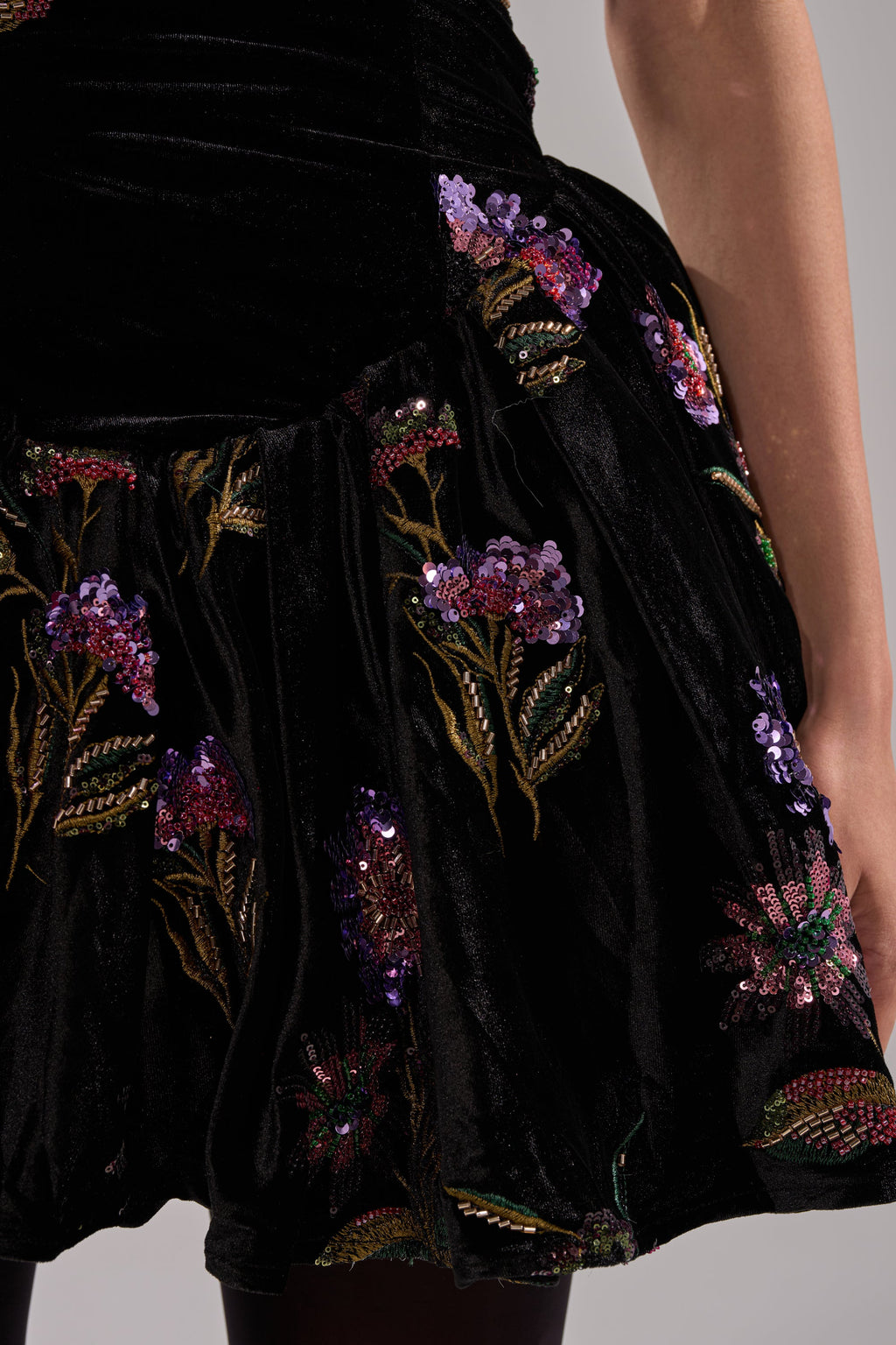 LATE NIGHT GARDEN PARTY VELVET MINI DRESS