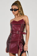 POSTING AND GHOSTING SNAKE PU MINI DRESS