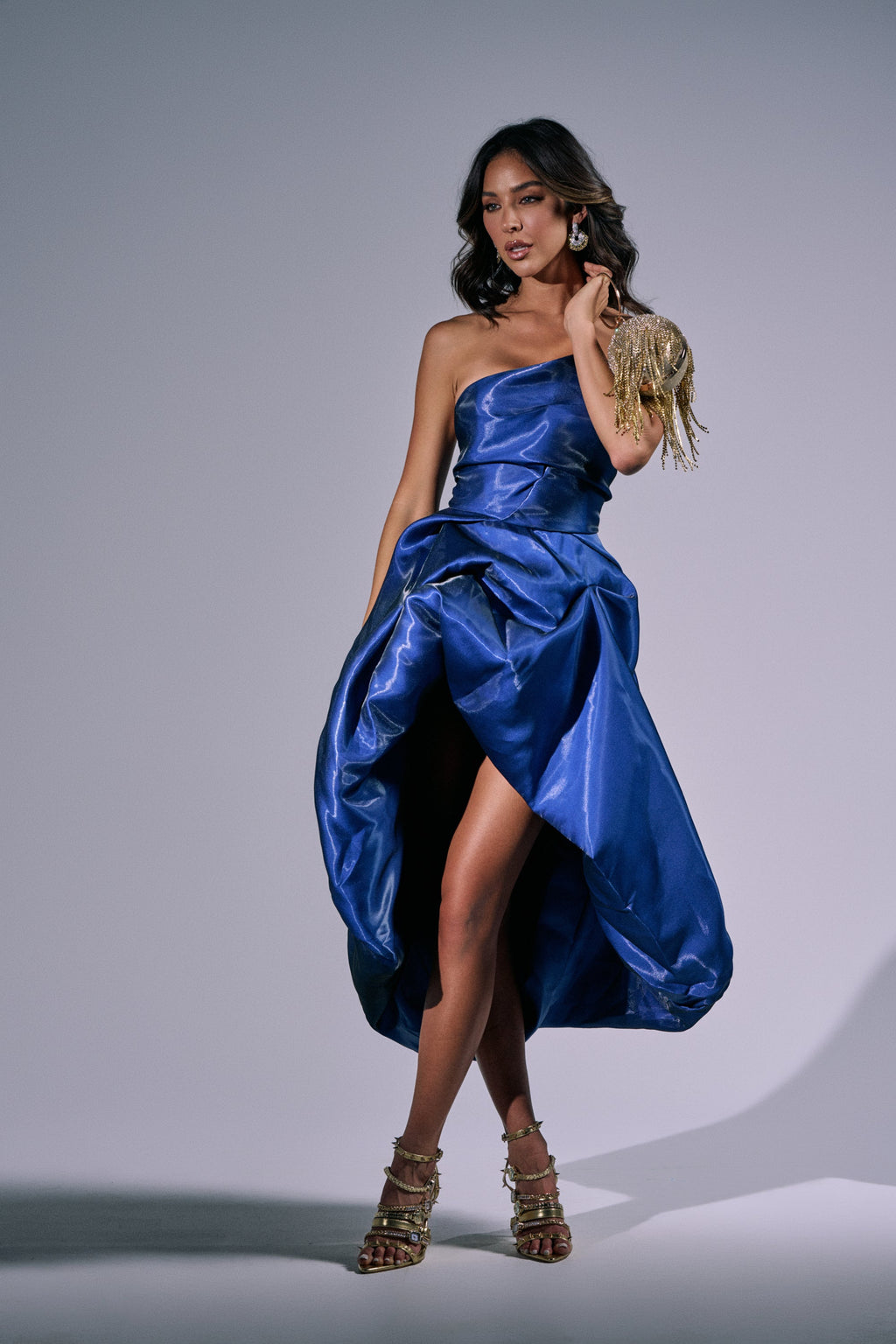 HEAD OVER HEELS HIGH-LOW DRESS IN BLUE
