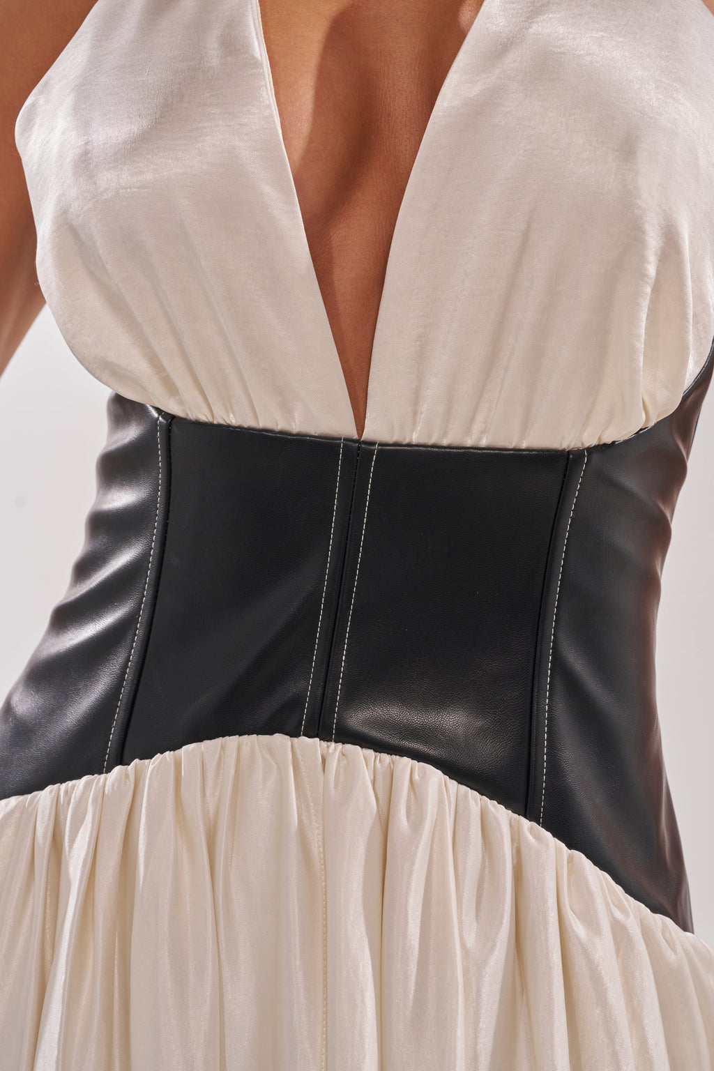 SCARLETT HALTER LEATHER CORSET MAXI DRESS