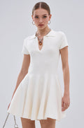 SLEEK AND CHIC KNIT MINI DRESS IN WHITE