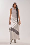 BONDI PATCHWORK HOODED MAXI DRESS IN GREY