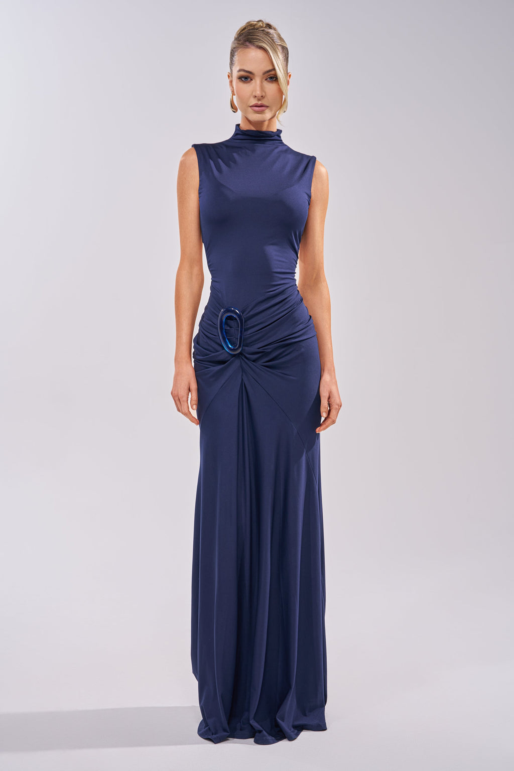 BE MY DATE BODYCON MAXI DRESS IN NAVY