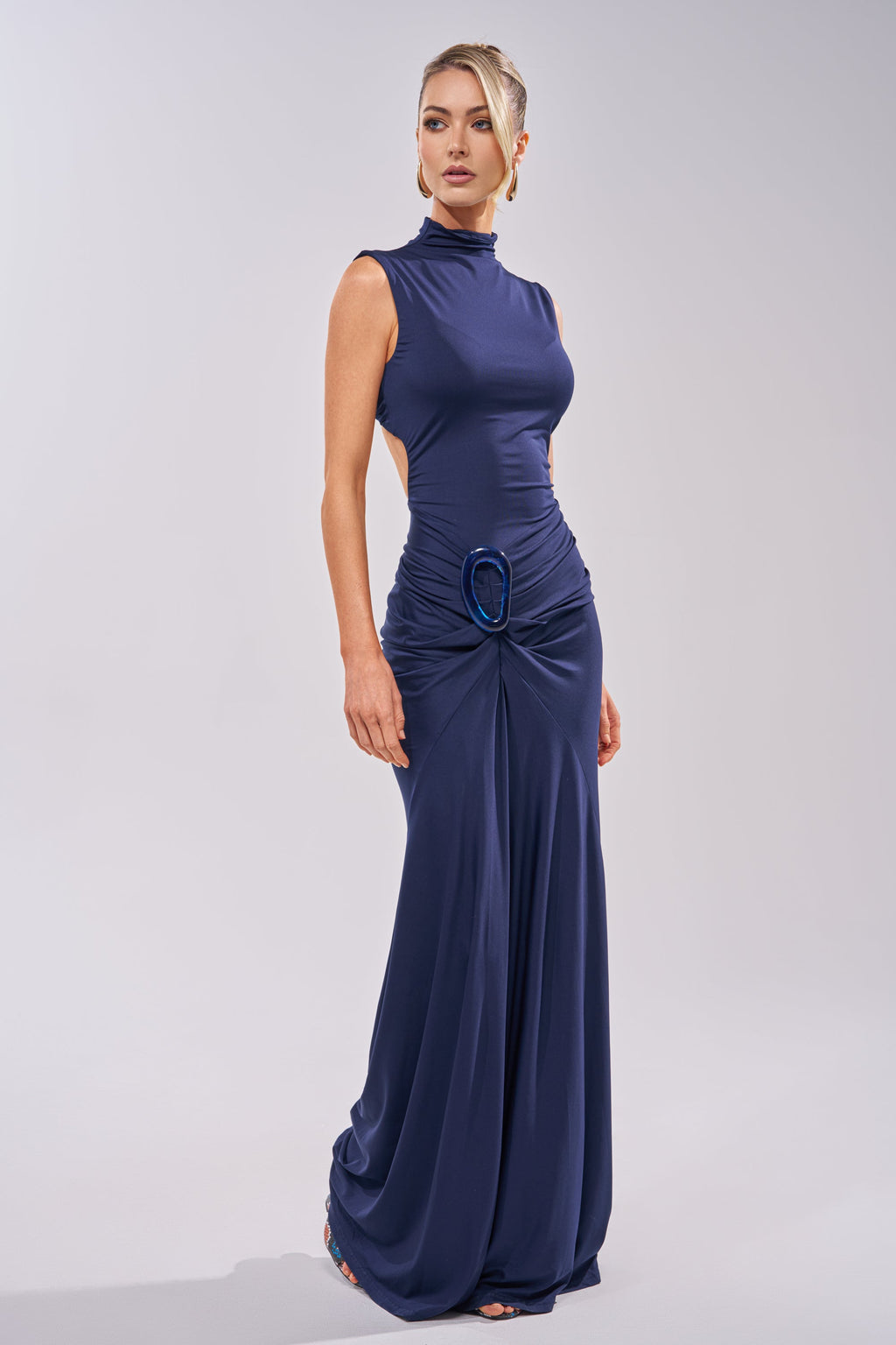 BE MY DATE BODYCON MAXI DRESS IN NAVY
