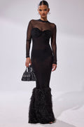 RUNAWAY BRIDE MESH FUR MAXI DRESS