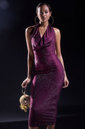 POPPIN' BOTTLES RHINESTONE MAXI DRESS IN PURPLE