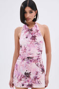 BAD HABITS VELVET PRINTED MINI DRESS