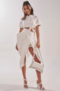 RIRI CUT OUT POPLIN MIDI DRESS