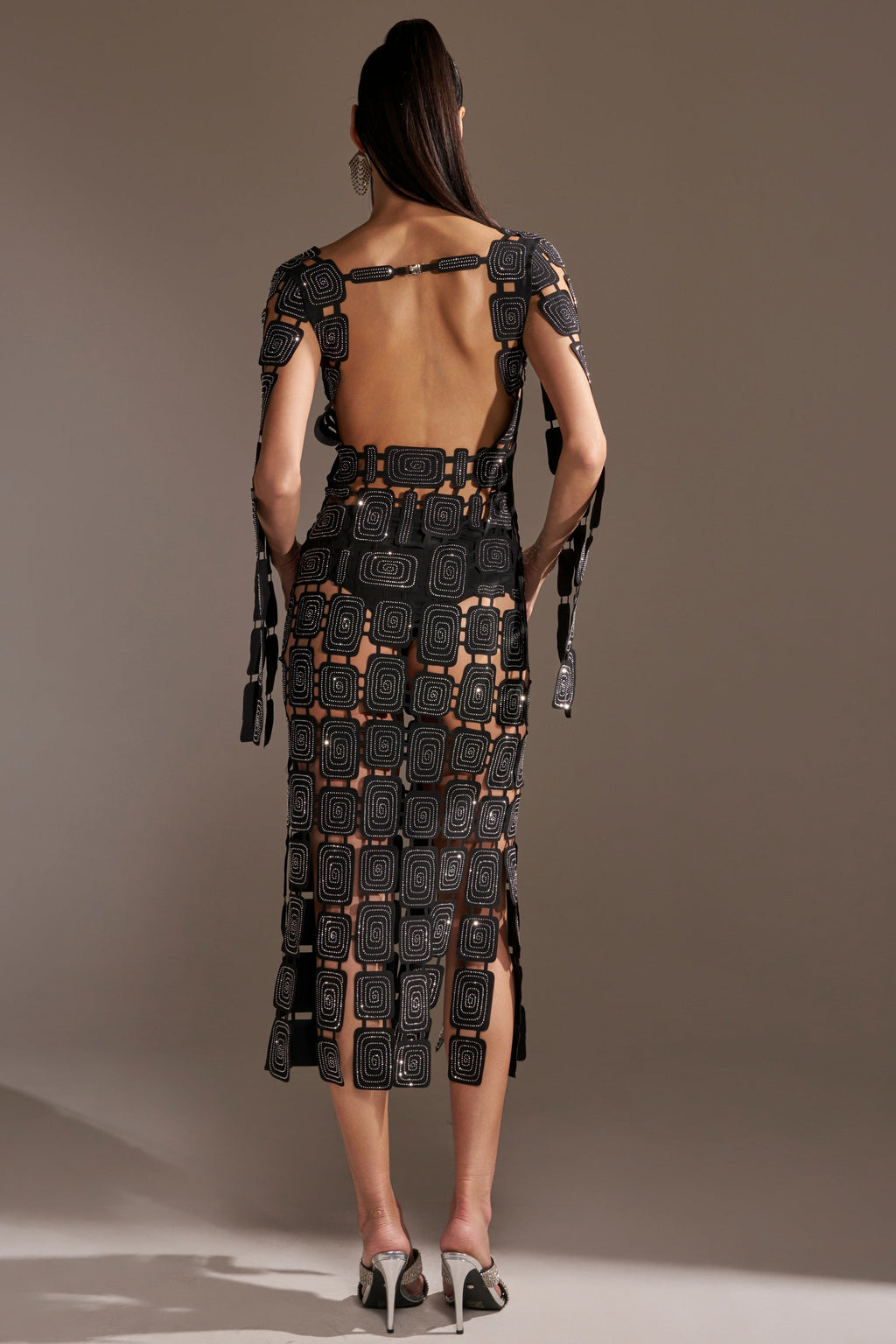 ONLY ONE OF ME RHINESTONE MIDI DRESS