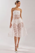 MAYA ABSTRACT MIDI DRESS IN WHITE