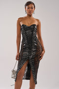 PUNK ROCK LEATHER MIDI DRESS