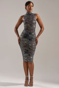 SHINING ON YOU RHINESTONE MIDI DRESS