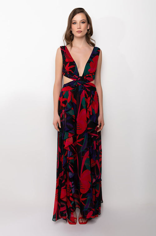 ADORE HALTER TOP PRINTED MAKI DRESS