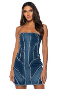 DENIM DIVA COLOR BLOCKED MINI DRESS