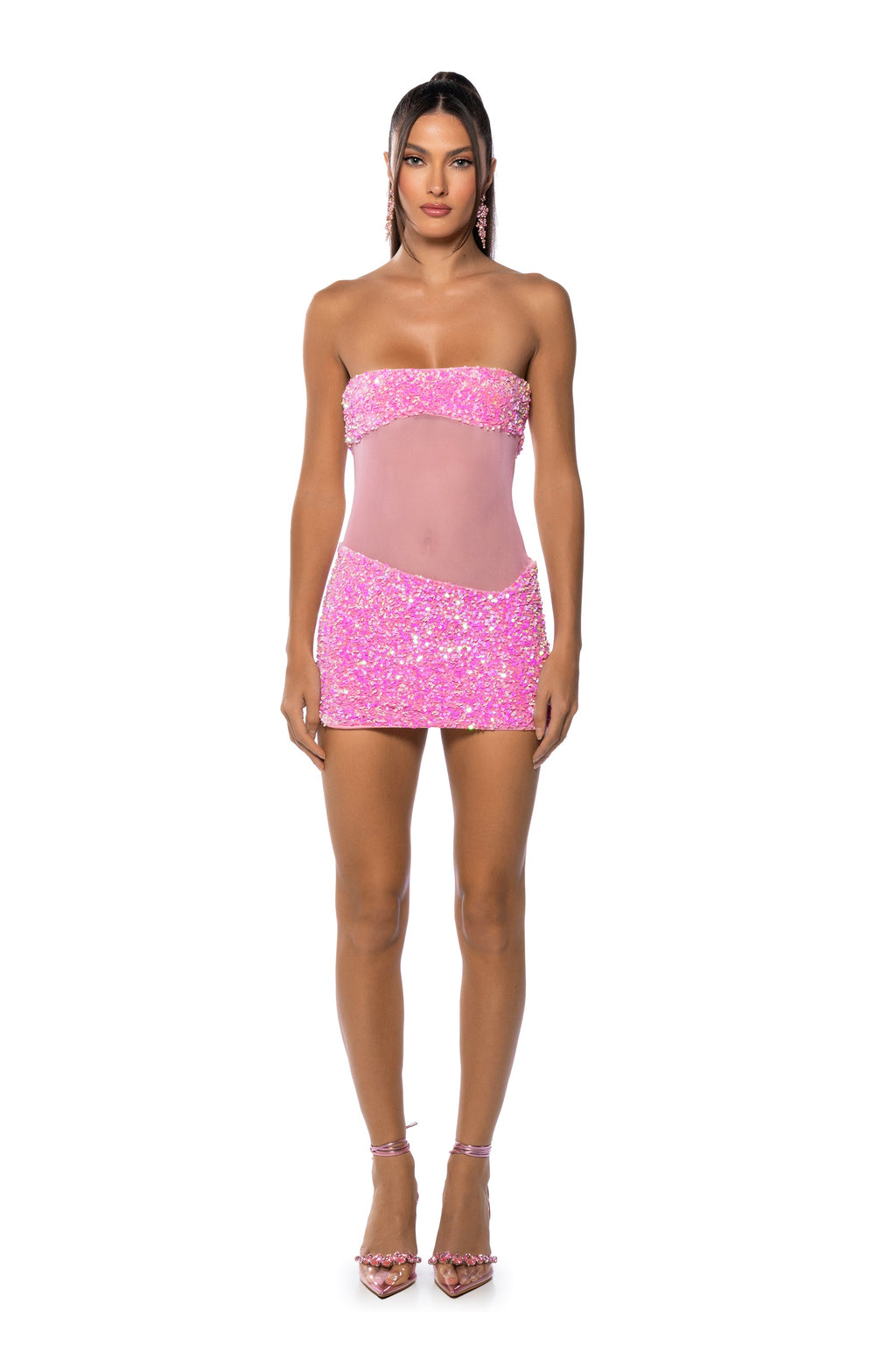 ENJOY THE VIEW MESH PANEL DRESS