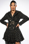GEMMA BELTED TWEED MINI DRESS