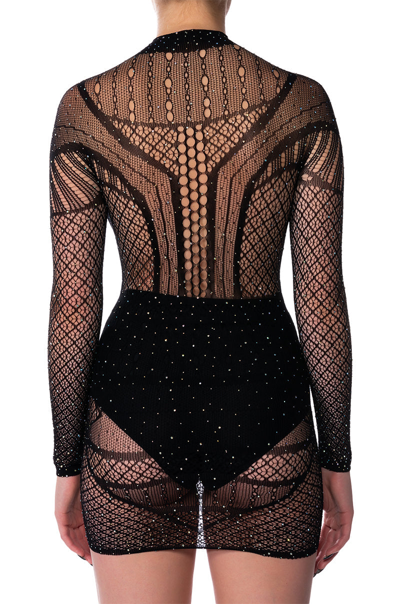 TONIGHT IS THE NIGHT SHEER MINI DRESS